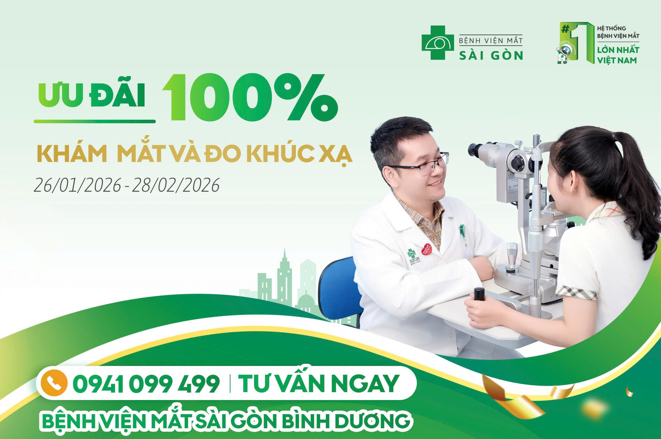 Khám mắt miễn phí tại Bệnh viện mắt Sài Gòn Bình Dương